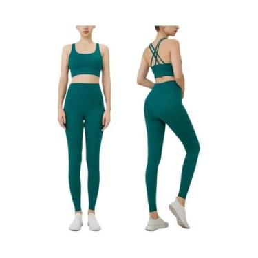 Imagem de Conjunto De Yoga Feminino De Verão 2 Peças: Top Esportivo De Nylon Com
