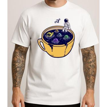 Imagem de Camiseta Básica Branca Masculina Algodão Penteado Estampa Criativa Esp