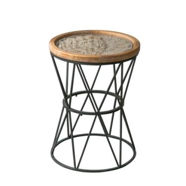 Imagem de Mesa central de madeira maciça pequena mesa de centro sofá mesa lateral pequena mesa redonda mesa de centro luz luxo simples mesa lateral redonda mesa de cabeceira pequena mesa de quarto (A)