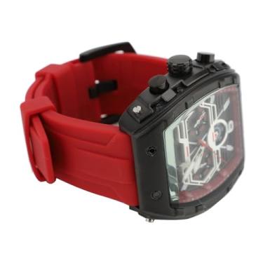 Imagem de Cryfokt Relógio de Quartzo Multifuncional Preciso, Mostrador Grande, Cronógrafo, Relógio de Pulso para Homens, Negócios, Casual, Liga Resistente à água (Preto Vermelho)