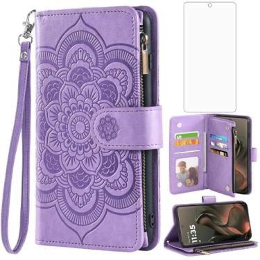 Imagem de Asuwish Capa de celular para Motorola Moto Edge 5G 2025/Edge 60 Fusion 5G Capa carteira com protetor de tela de vidro temperado e porta-cartão de crédito flip flor com suporte celular Moto Edge2025