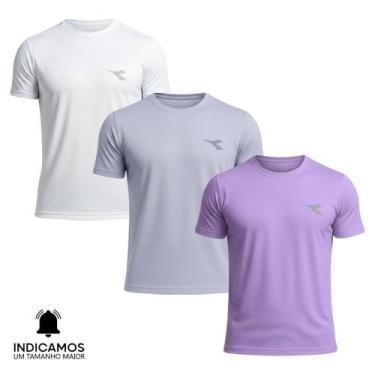 Imagem de Kit 3 Camisetas Diadora Small Logo Masculina - Branco e Lilás XGG, XGG