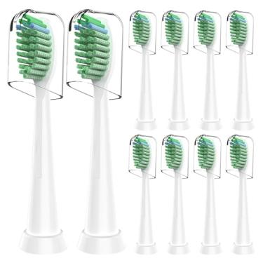 Imagem de Cabeças de substituição de escova de dentes compatíveis com escova de dentes elétrica TAO Clean Sonic - Cabeças de escova de clareamento de cuidados diários compatíveis com Taoclean, branco