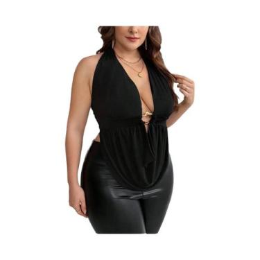 Imagem de Moda europeia e americana novo sexy pescoço halter sling colete tamanh