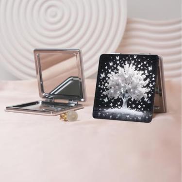 Imagem de Espelho de maquiagem portátil da série Millennium Y2K, mini espelho de maquiagem portátil dobrável, espelho de contorno quadrado portátil de dupla face, adequado para todos usarem em várias ocasiões