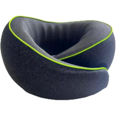 Imagem de SZXYX Travesseiros de viagem – Travesseiro de pescoço 100% de espuma viscoelástica pura para aviões, capa respirável confortável, suporte de 360° travesseiros armazenáveis para dormir, carro, viagem