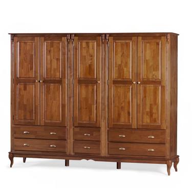 Imagem de Roupeiro 5 Portas E 6 Gavetas Hannover M560827 Cor Imbuia - Verniz