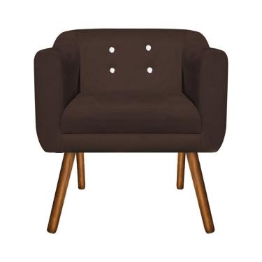 Imagem de Poltrona Sala Decorativa com Strass Julia Pé Palito Castanho Suede Marrom M11- D'Rossi