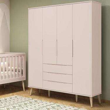 Imagem de Guarda Roupa Infantil Retrô Elfe Rosa Acetinado Natural - Reller