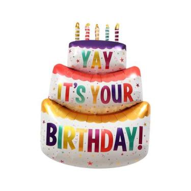 Imagem de Bolo de aniversário 3D Foil Balloon SIM, É SEU ANIVERSÁRIO - yiweisai