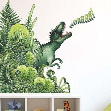 Imagem de Adesivos de parede Dinosaur Jungle Green Leaves PVC 30x90cm - yiweisai