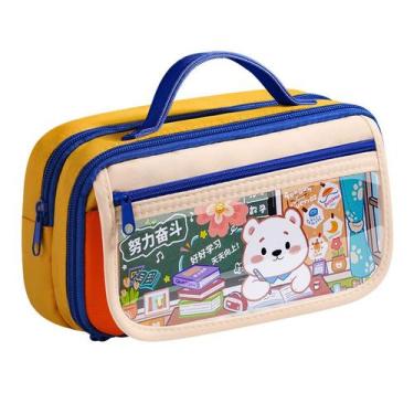 Imagem de Estojo de lápis retrô de tela de grande capacidade para estudantes - y