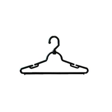 Imagem de Kit Cabide Plástico Cavado Giratório Preto 39Cm (008548) - MMF