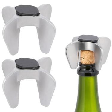 Imagem de 2 Abridores De Garrafa Chamapanhe Antiderrapante 6,5cm Inox - Wolf