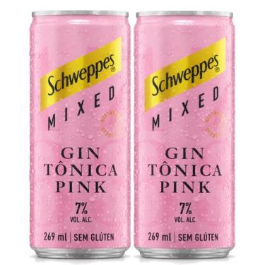 Imagem de Kit 2 Gin Tônica Pink SCHWEPPES 269ml - Drink Pronto
