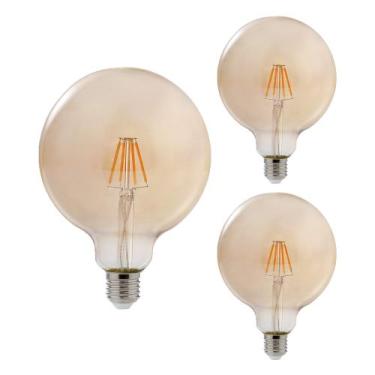 Imagem de Kit 3 Lâmpada Retrô Globo G125 LED Bivolt Luz Âmbar 2200K 4W - Avant