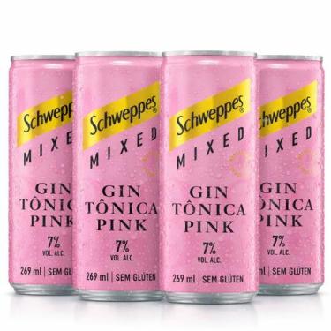 Imagem de Kit 4 Gin Tônica Pink SCHWEPPES 269ml - Drink Pronto