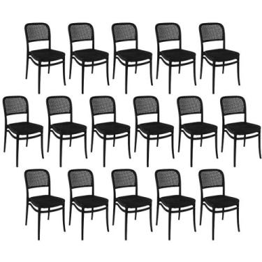 Imagem de Kit 16 Cadeiras de Jantar Roma para Sala e Cozinha - ALL BLACK - Magaz