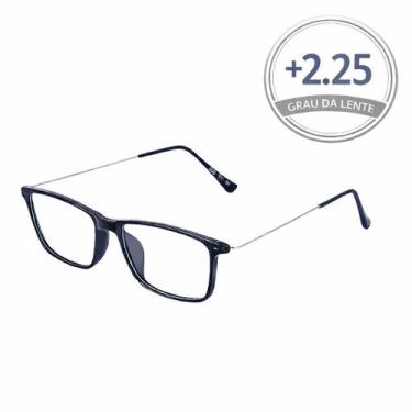 Imagem de Óculos de Leitura Retangular em Metal  Lentes com Grau  Descanso e Pre