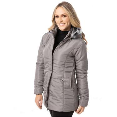 Imagem de Casaco Feminino Jaqueta Sobretudo com Capuz Removível Inverno Frio Via