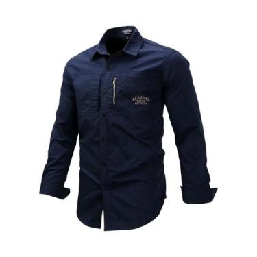 Imagem de Camisa De Trabalho Casual Masculina Estilo Militar De Manga Comprida C