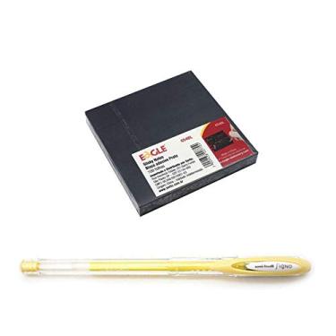 Imagem de Uniball, Caneta Uni-Ball Signo Angelic Colours Amarela + 1 Bloco Adesivo Eagle preto, 100 folhas, 76x76mm