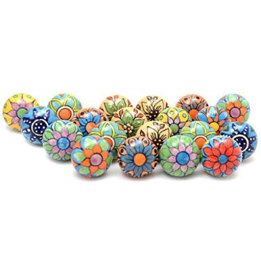 Imagem de Puxadores de armário de cerâmica sortidos Eleet – Puxadores de porta de armário e gaveta vintage cromados (20, multicolorido)