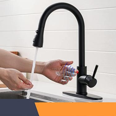 Imagem de Torneiras de cozinha de controle de toque de aço inoxidável com sensor inteligente torneira de toque de cozinha para torneiras de pia de cozinha, preto B, China