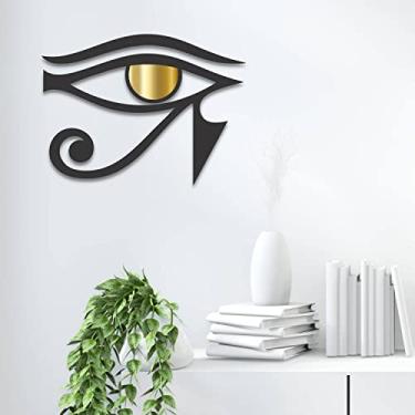 Imagem de Espelho de Parede Olho de Hórus Dourado Woodecora