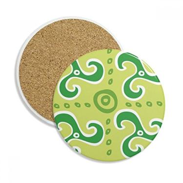 Imagem de Caneca porta-copos verde espiral Totems do México Civilização Antiga Caneca de mesa Pedra absorvente de proteção de mesa