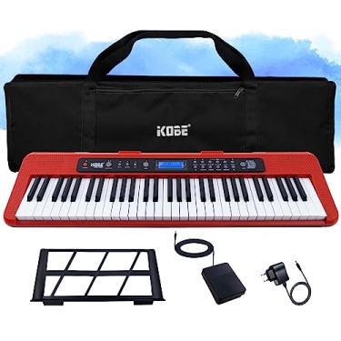 Imagem de Kit Teclado Musical Digital Kobe KB-300 5/8 61 Teclas Sensíveis ao Toque com Pedal Sustain e Capa Preta