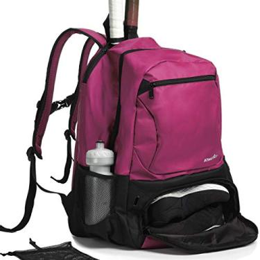 Imagem de Mochila de tênis Athletico Premier – Bolsa de tênis comporta 2 raquetes em compartimento acolchoado | Compartimento de sapato ventilado separado | Bolsas de tênis para homens ou mulheres, rosa