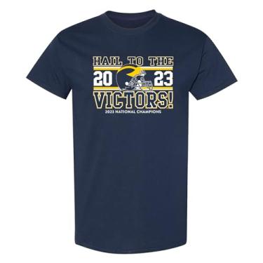 Imagem de Camiseta Michigan Wolverines CFP National Champions 23 HTTV, Michigan Wolverines azul-marinho, P