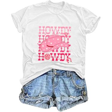 Imagem de Camiseta Howdy feminina Southern Western Cowgirl Country Music Rodeo Boots Concert Top, Branco, P