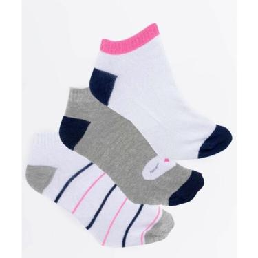 Imagem de Kit 3 pares de meias feminina action, 34/39, Cores sortidas