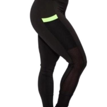 Imagem de Calça Legging Feminina De Academia Com Bolso Lateral Cintura Alta Fitn