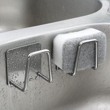 Imagem de Porta Esponja Pia Gancho Cozinha Aço Inox Bucha Banheiro Multifunciona