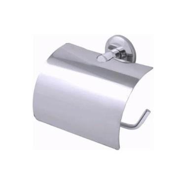 Imagem de Porta Papel Higiênico Parede Banheiro C/ Tampa Inox Cromado - Modelar
