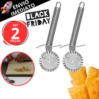Imagem de Kit 2 Cortador de Pastel Carretilha em Inox Massas Pizza Resistente Fe