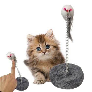 Imagem de Arranhador Gato Pet Ratinho Guizo Mola Felino Brinquedo Interativo Ani