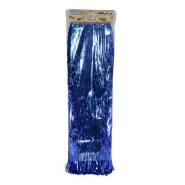 Imagem de Saia de Mesa Metalizada Carnaval - Festas e Fantasias, Azul royal