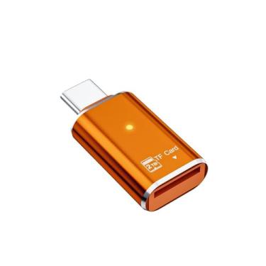 Imagem de 2 pacote tipo C Leitor de cartão Card Micro SD TF Card Reader USB-C Memory Card Adapter Data Transmission,Orange