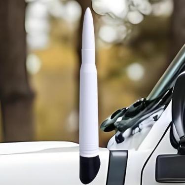 Imagem de Antena Bullet 50 Cal Antena Bala de Carro Caminhão Silverado 1500 GMC Sierra para Antena de Caminhão Chevy Silverado Antena Bullet para Caminhão Antenas para Carro Branco 5,5 polegadas