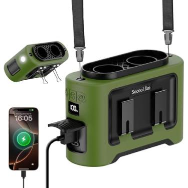 Imagem de Socool Ventilador de cintura portátil de 14500 mAh com clipe no cinto usável, ventilador pessoal recarregável, saída de ar dupla, resfriamento de 40 horas, ventiladores operados por bateria de 5