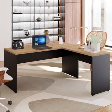 Imagem de Mesa para Escritório Diretor em L 150x150cm Marrom/Preto