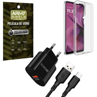 Imagem de Capa Transparente Para Moto G75 + Carregador Turbo + Pel