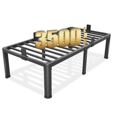 Imagem de Yitong Angel Estrutura de cama de solteiro com pernas de canto redondo 45,7 cm de altura 1,587 kg Estrutura de cama de plataforma de metal resistente, tamanho duplo, sem necessidade de molas de caixa