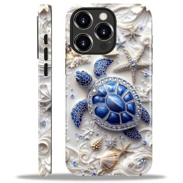 Imagem de MQJCYB Capa para iPhone 13 Pro Max, híbrida, resistente, 2 em 1, resistente, à prova de choque, proteção brilhante para iPhone 13 Pro Max - Tartaruga marinha estrela do mar oceano