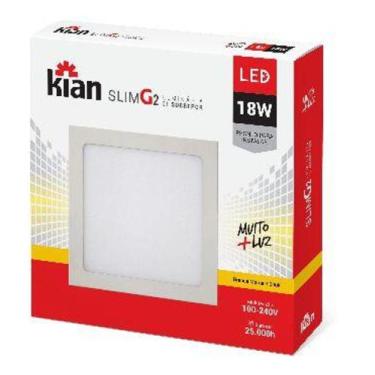 Imagem de Luminária de Sobrepor Kian Quadrado LED Slim G2 Alt: 2,8cm Comp.: 21cm