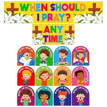 Imagem de FLYAB Conjunto De Recortes Para Decoração Quadro Avisos Quando Devo Orar, Pôsteres Religiosos, Bíblia Escola Dominical, Porta Sala Aula, Parede Casa